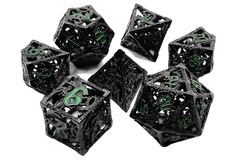 Old School Dice: Hollow Dragon Dice Metal: Black w/ Green